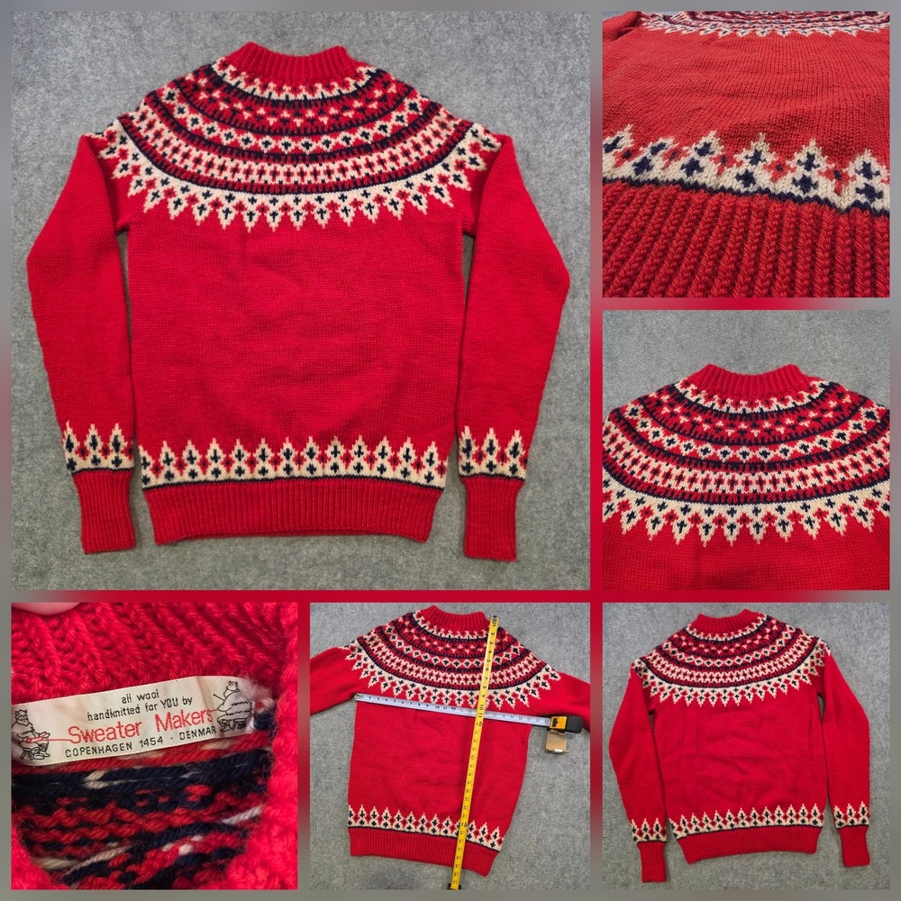 VTG Sweater Makers Sweater Mens Large? Wool Fair Isle Mock Neck Pullover Denmark